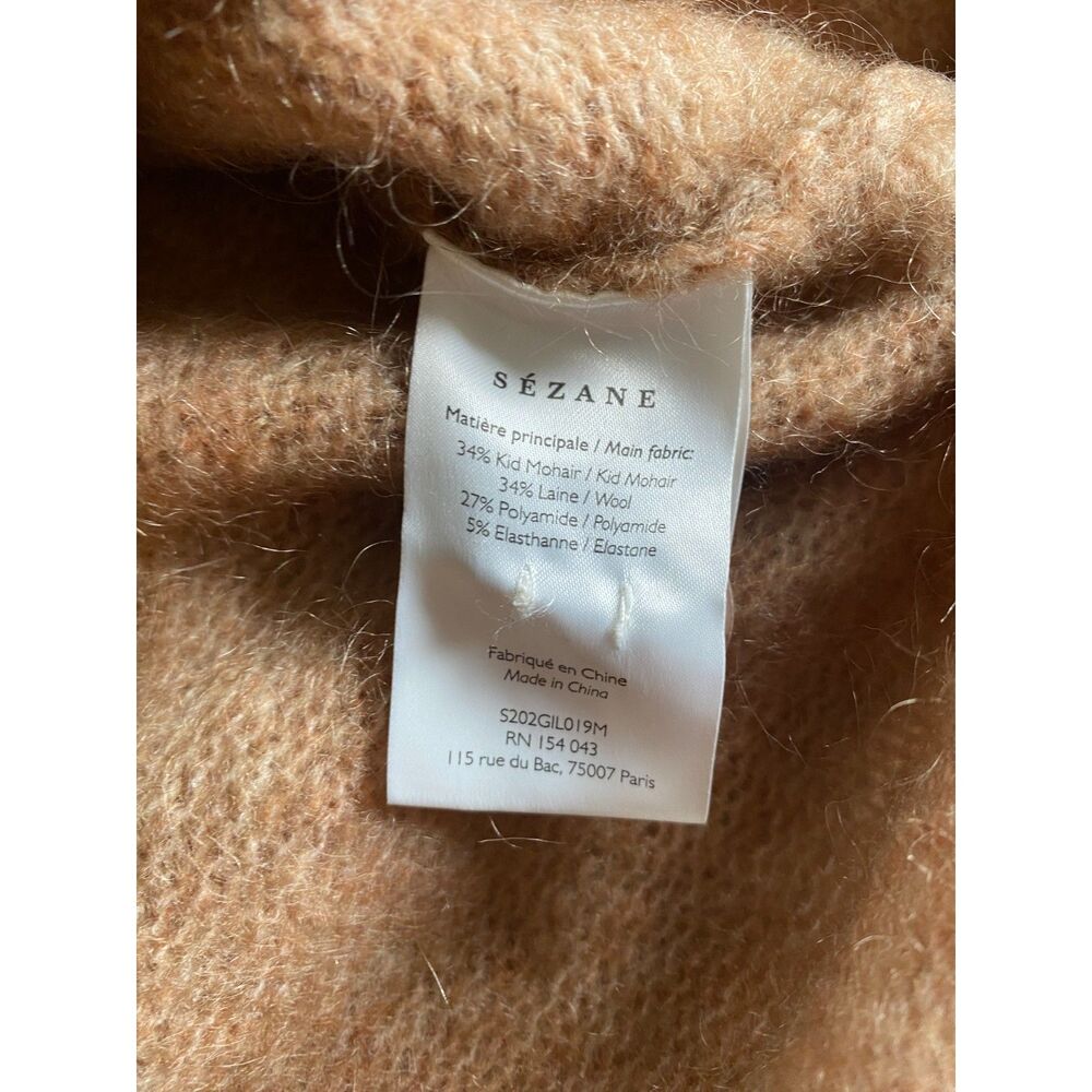 Sézane Mia Mohair La Maille Camel Brown Knit Cardigan XS Frill Ruffle Cuff - Picture 12 of 14
